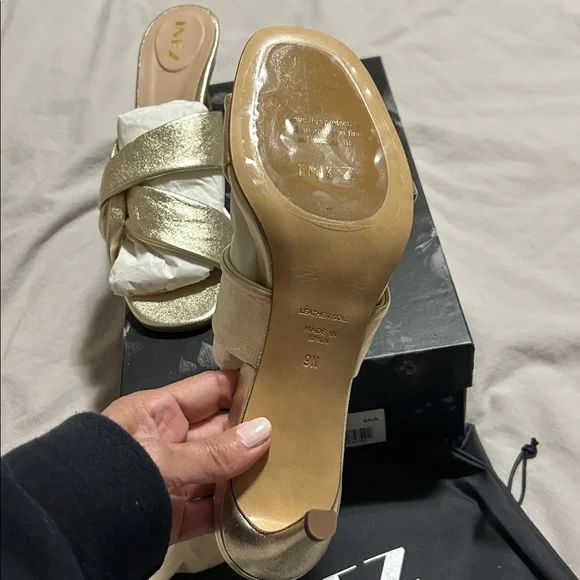 Elegant Inez Isa Gold Women's Heeled Sandals - Picture 11 of 14